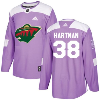 Adidas Minnesota Wild #38 Ryan Hartman Purple Authentic Fights Cancer Stitched NHL Jersey Men's